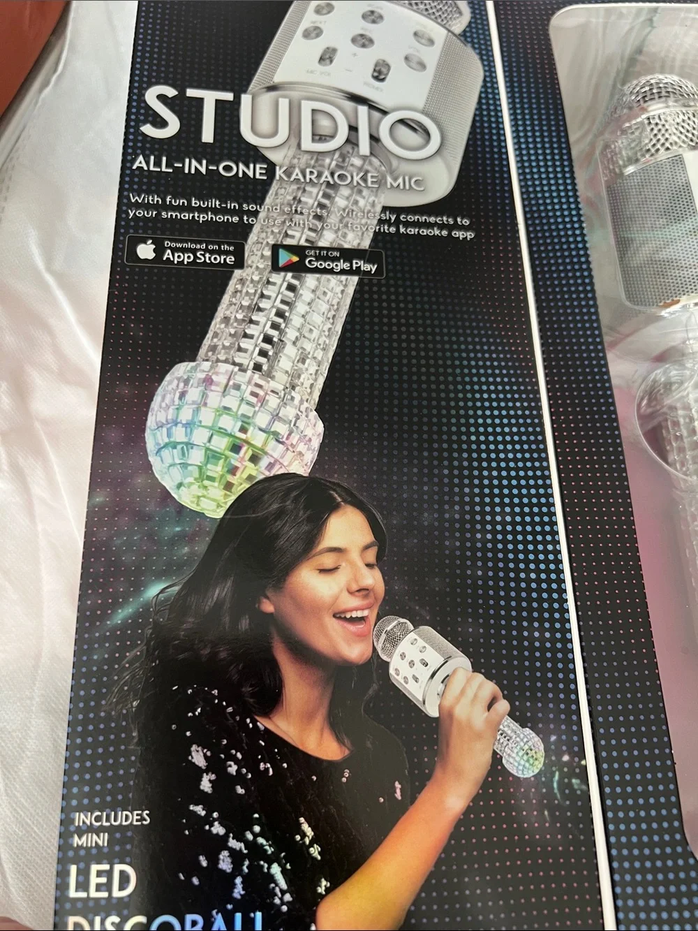 MVMT Silver Studio All-In-One Bluetooth Karaoke Microphone with RGB Disco Ball